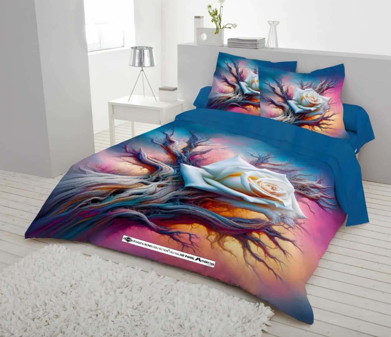 Digital 3D Print Luxury Panel Bed Sheet King Size