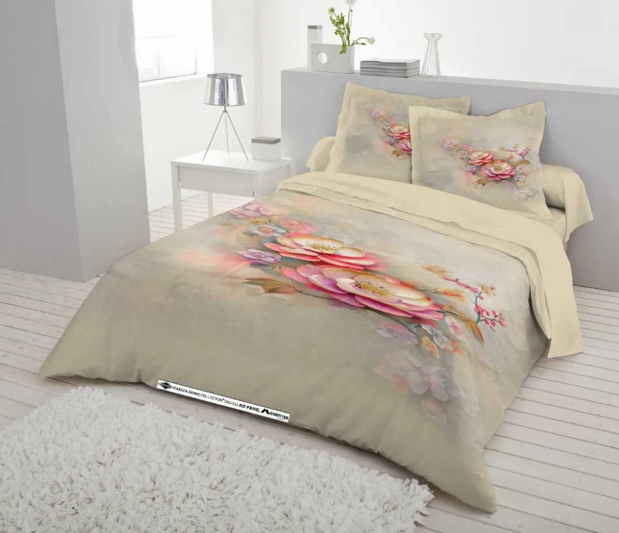 Digital 3D Print Luxury Panel Bed Sheet King Size