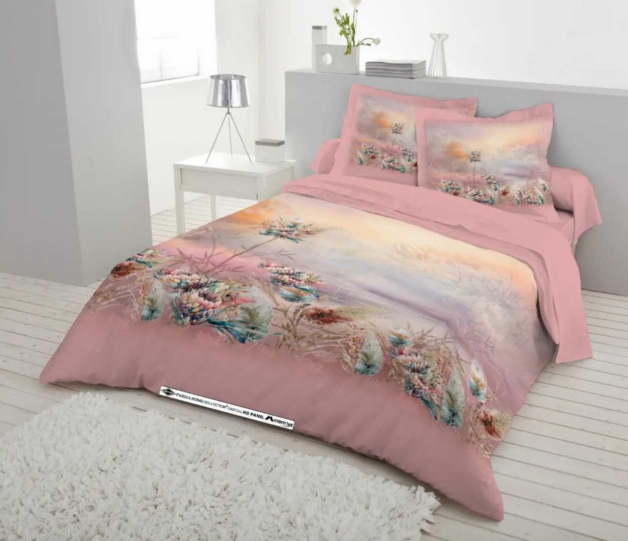 Digital 3D Print Luxury Panel Bed Sheet King Size